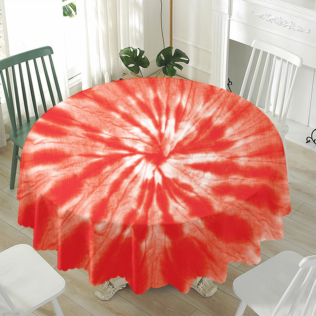 Orange Tie Dye Print Waterproof Round Tablecloth