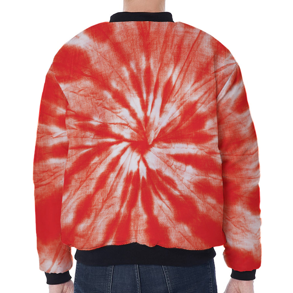 Orange Tie Dye Print Zip Sleeve Bomber Jacket