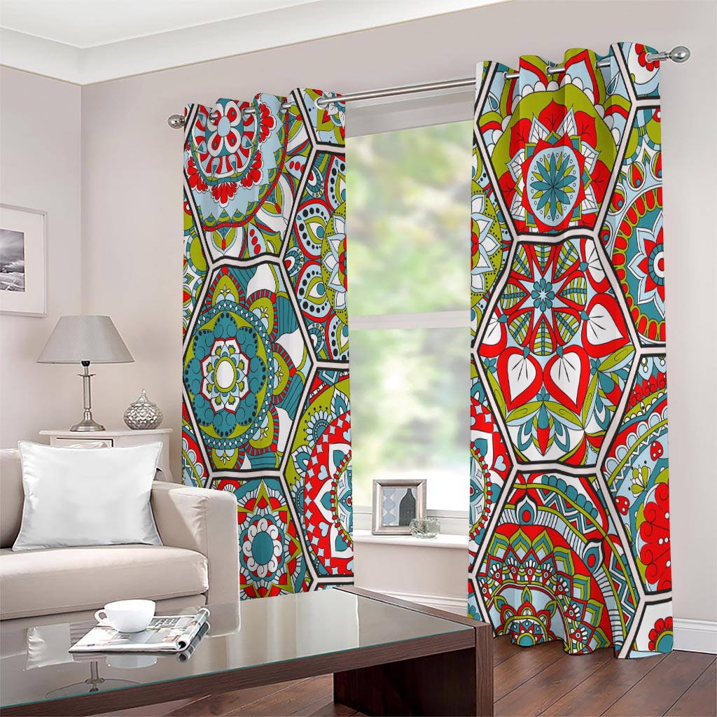 Oriental Mandala Bohemian Pattern Print Extra Wide Grommet Curtains