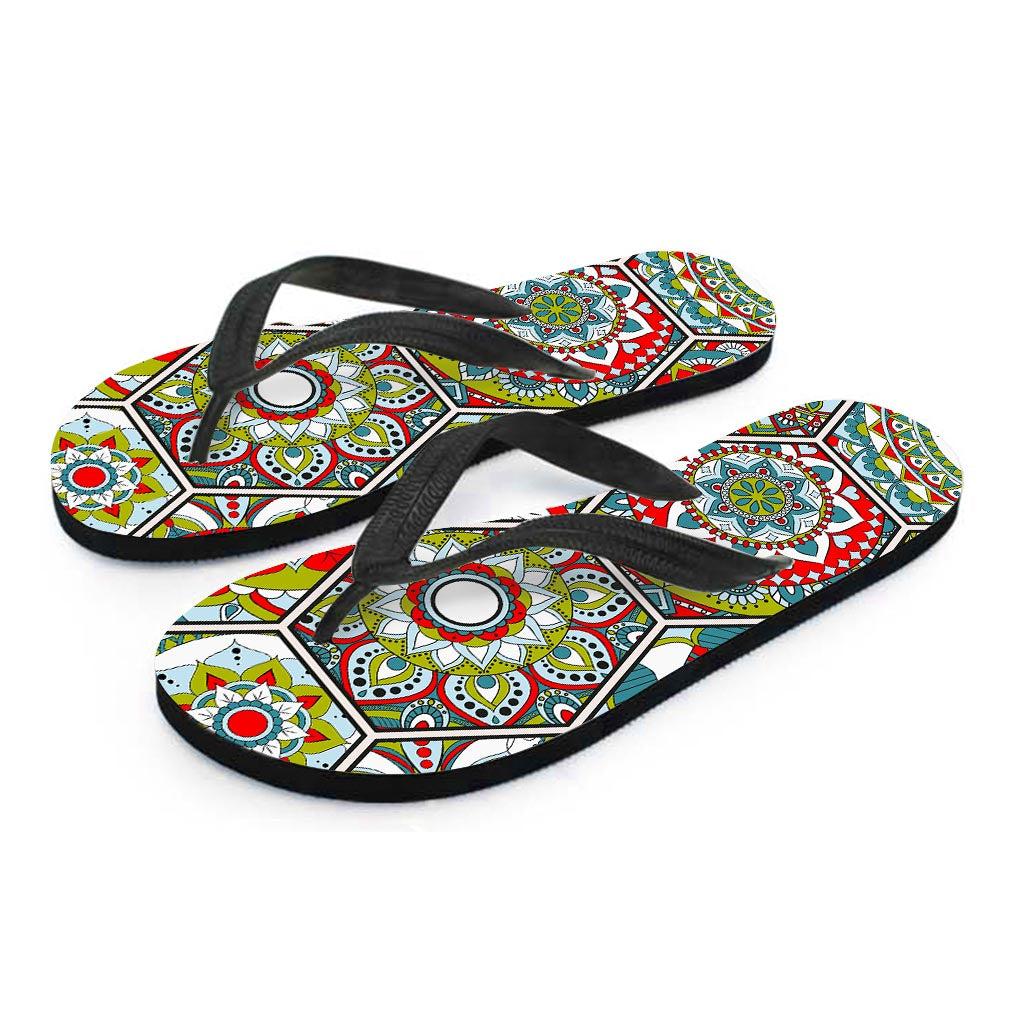 Oriental Mandala Bohemian Pattern Print Flip Flops