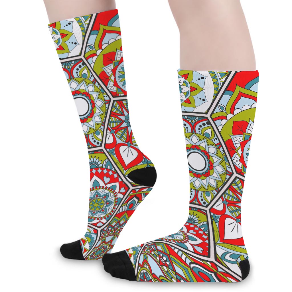 Oriental Mandala Bohemian Pattern Print Long Socks