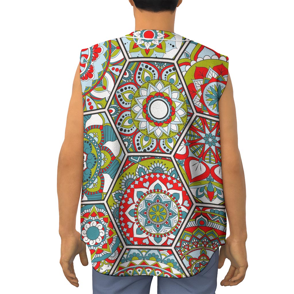 Oriental Mandala Bohemian Pattern Print Sleeveless Baseball Jersey