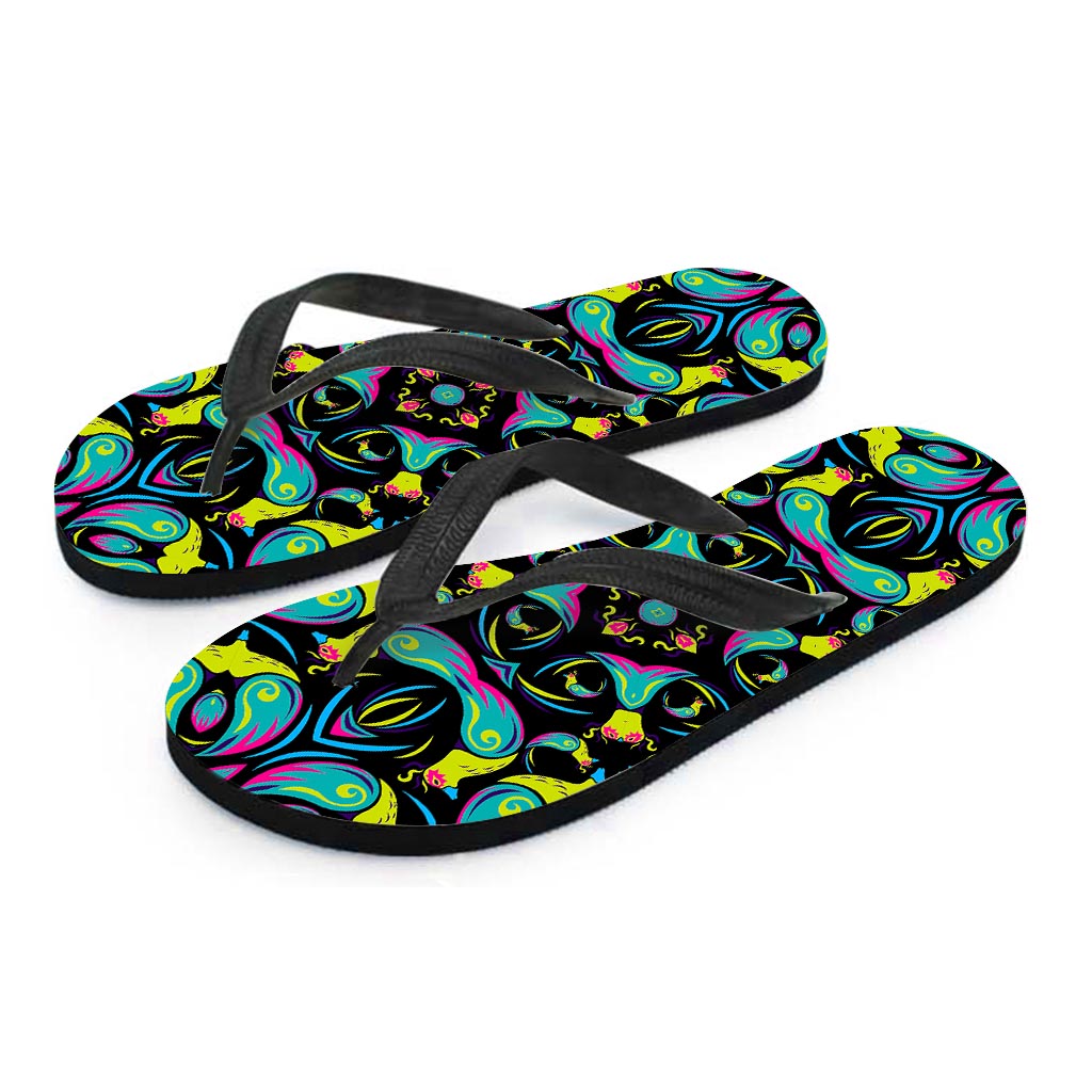 Ornament Psychedelic Trippy Print Flip Flops