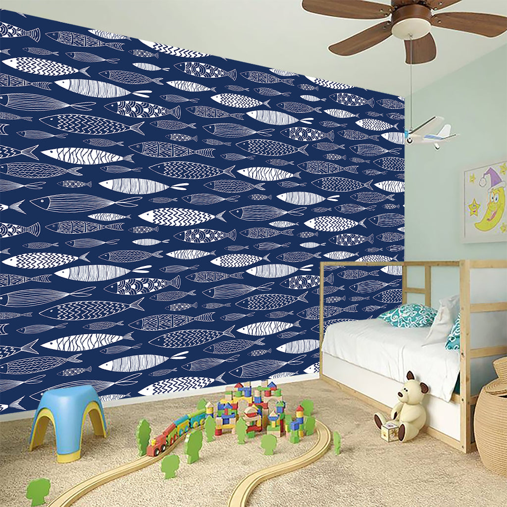 Ornamental Fish Pattern Print Wall Sticker
