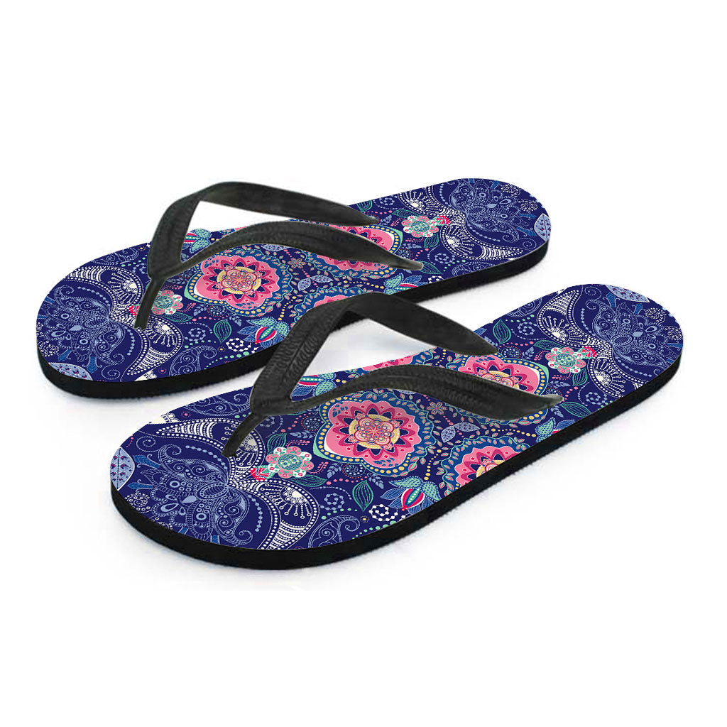 Ornamental Paisley Mandala Print Flip Flops