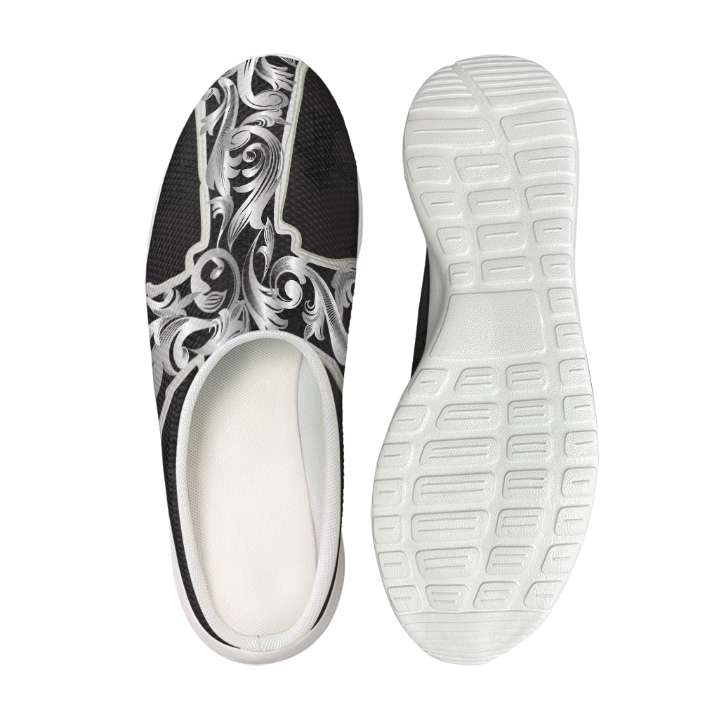 Ornamental Silver Cross Print Mesh Casual Shoes
