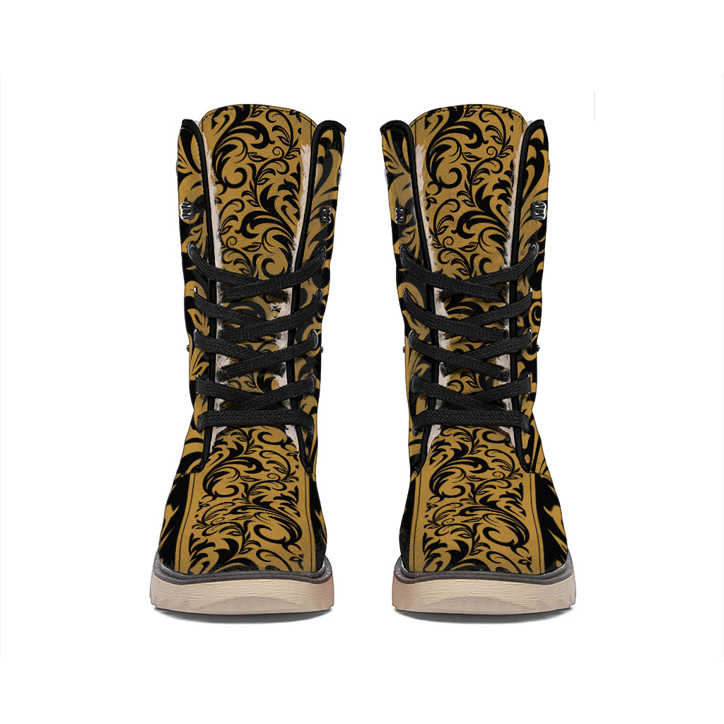 Ornamental Western Damask Print Winter Boots