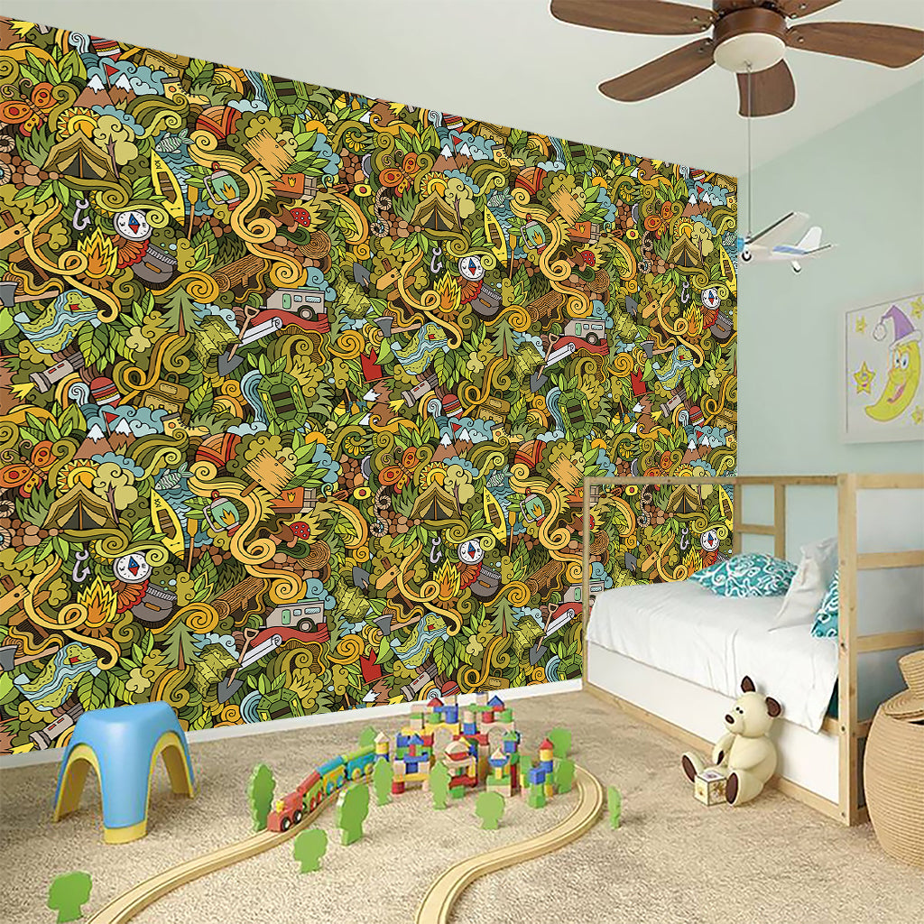 Outdoor Camping Pattern Print Wall Sticker