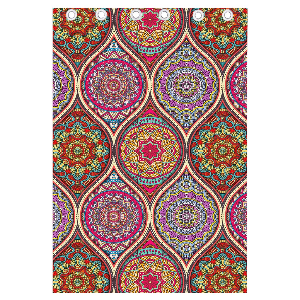 Oval Bohemian Mandala Patchwork Print Curtain