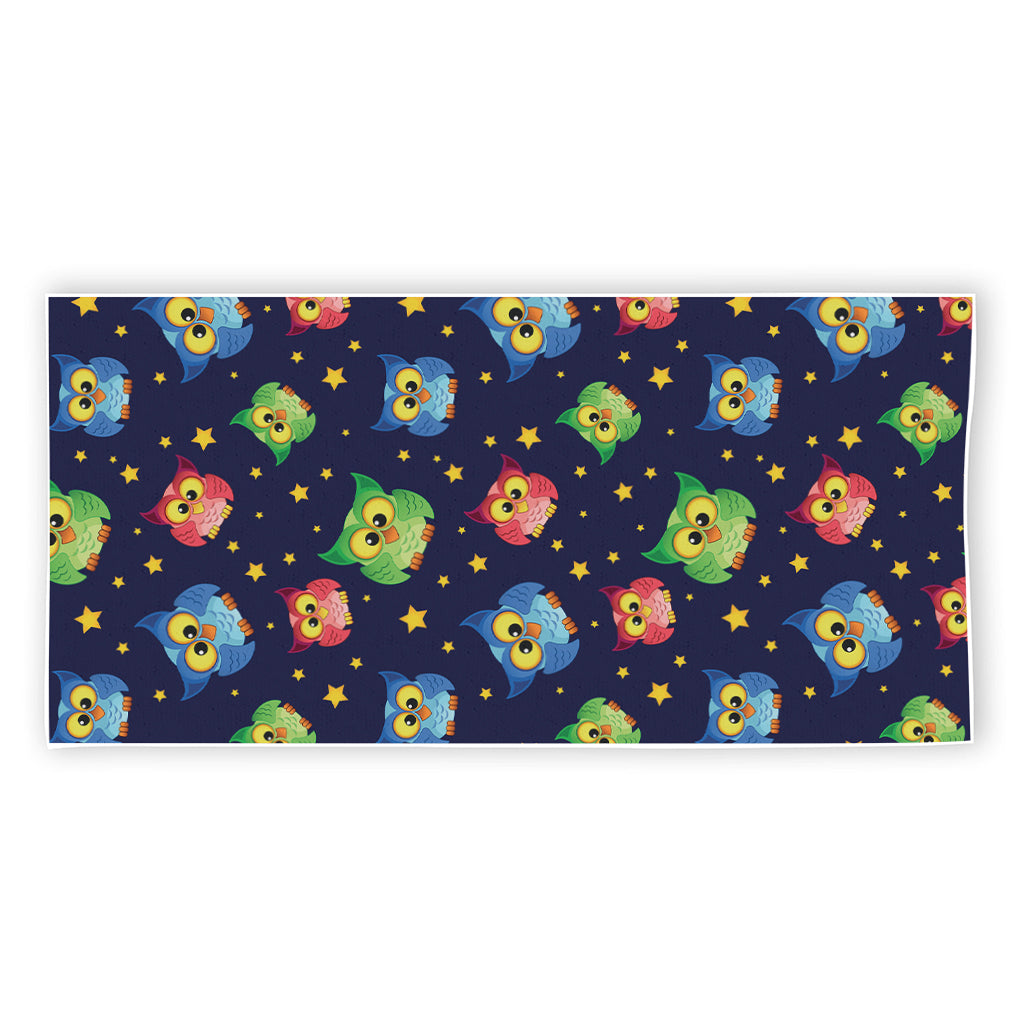 Owl And Star Pattern Print Beach Towel