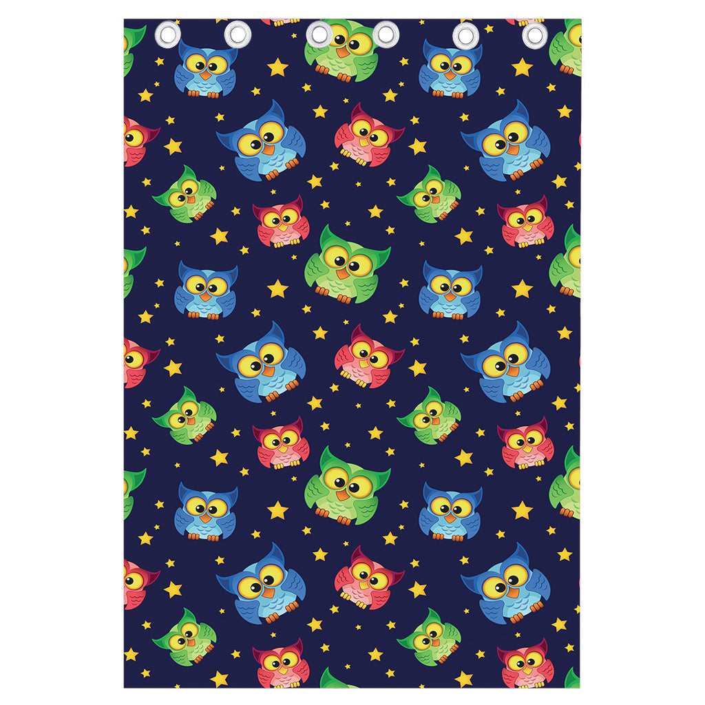 Owl And Star Pattern Print Curtain