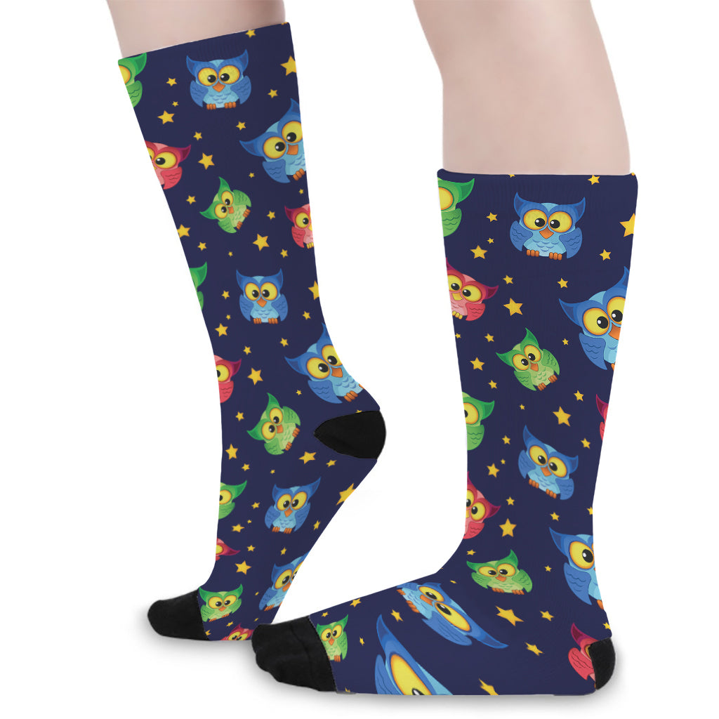 Owl And Star Pattern Print Long Socks