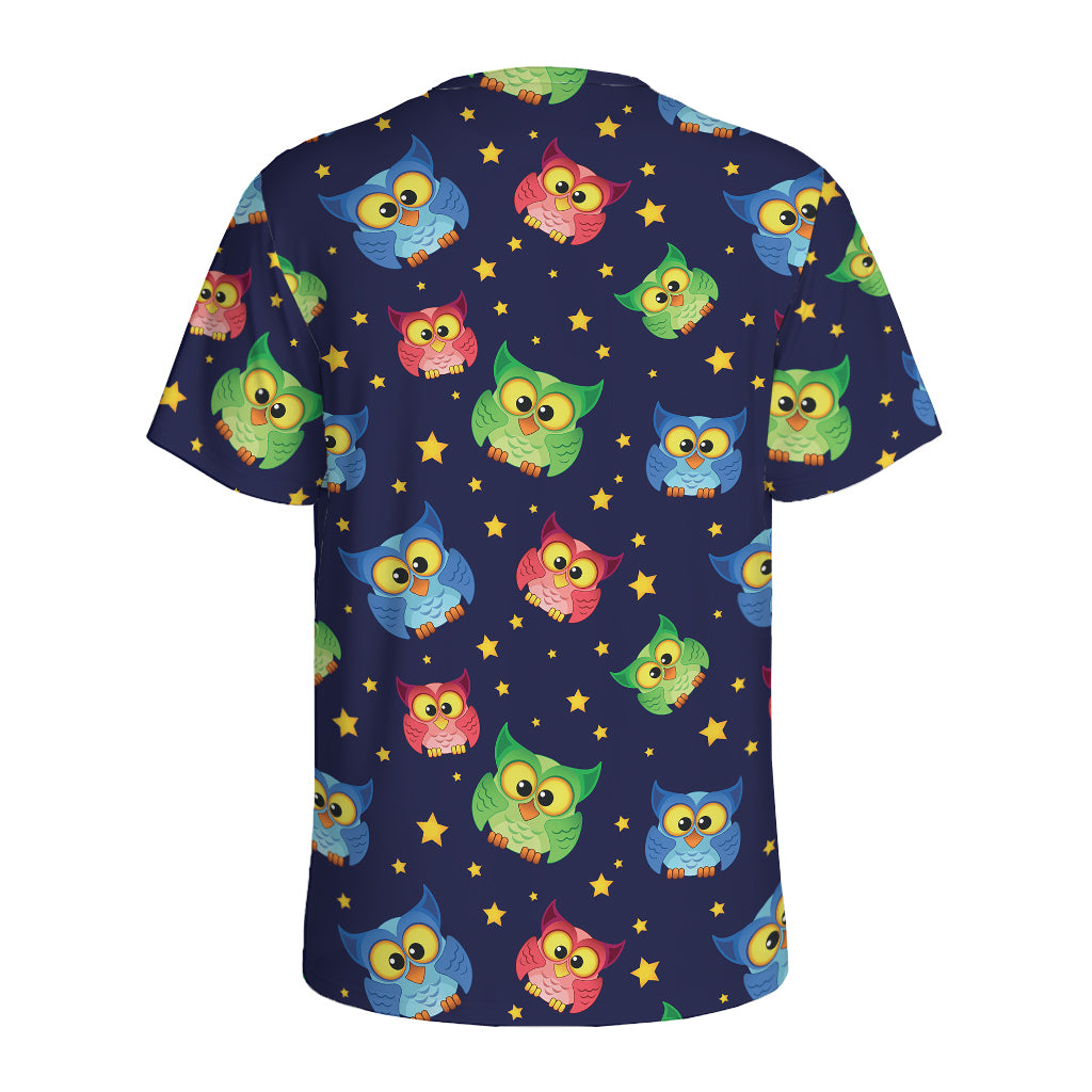 Owl And Star Pattern Print Men's Sports T-Shirt
