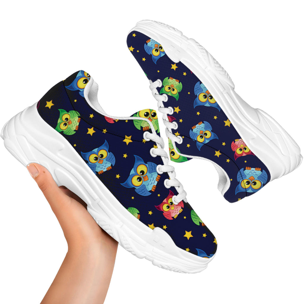 Owl And Star Pattern Print White Chunky Shoes