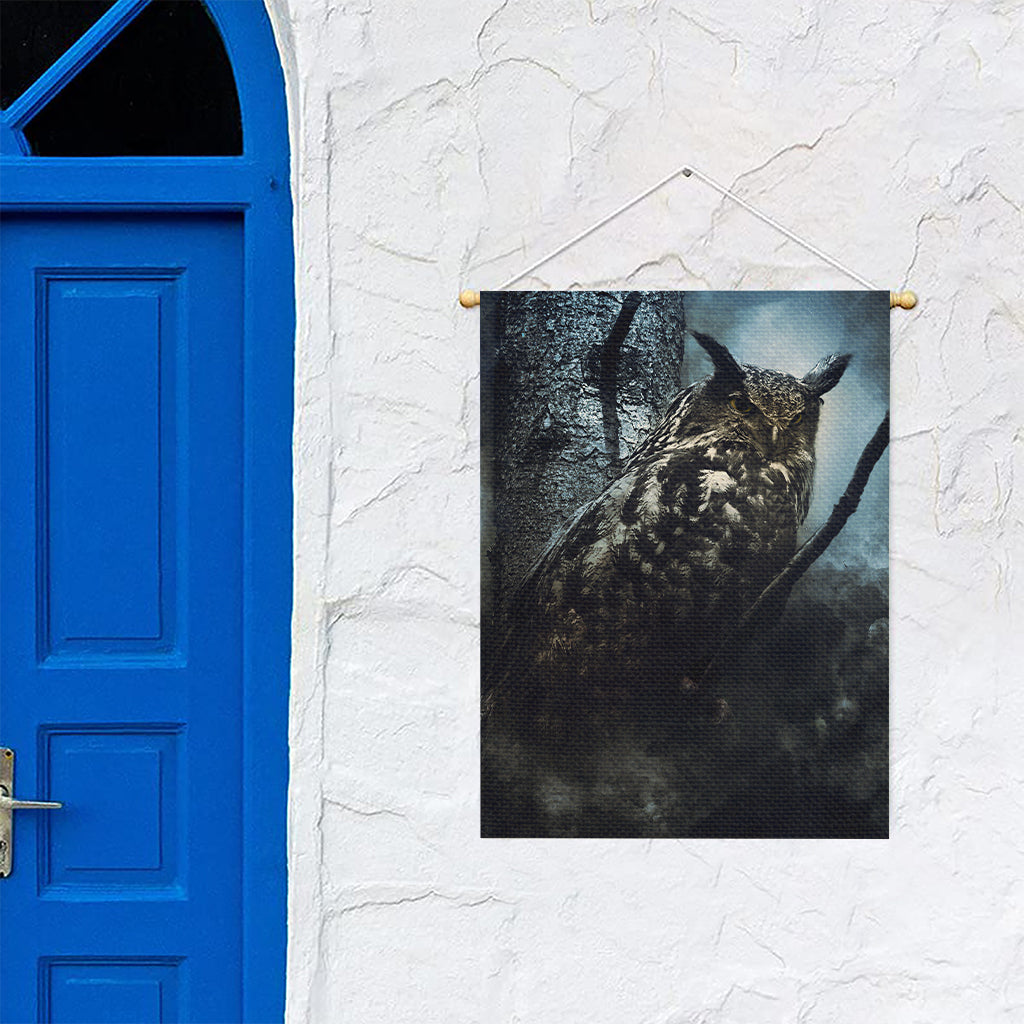 Owl At Night Print Garden Flag