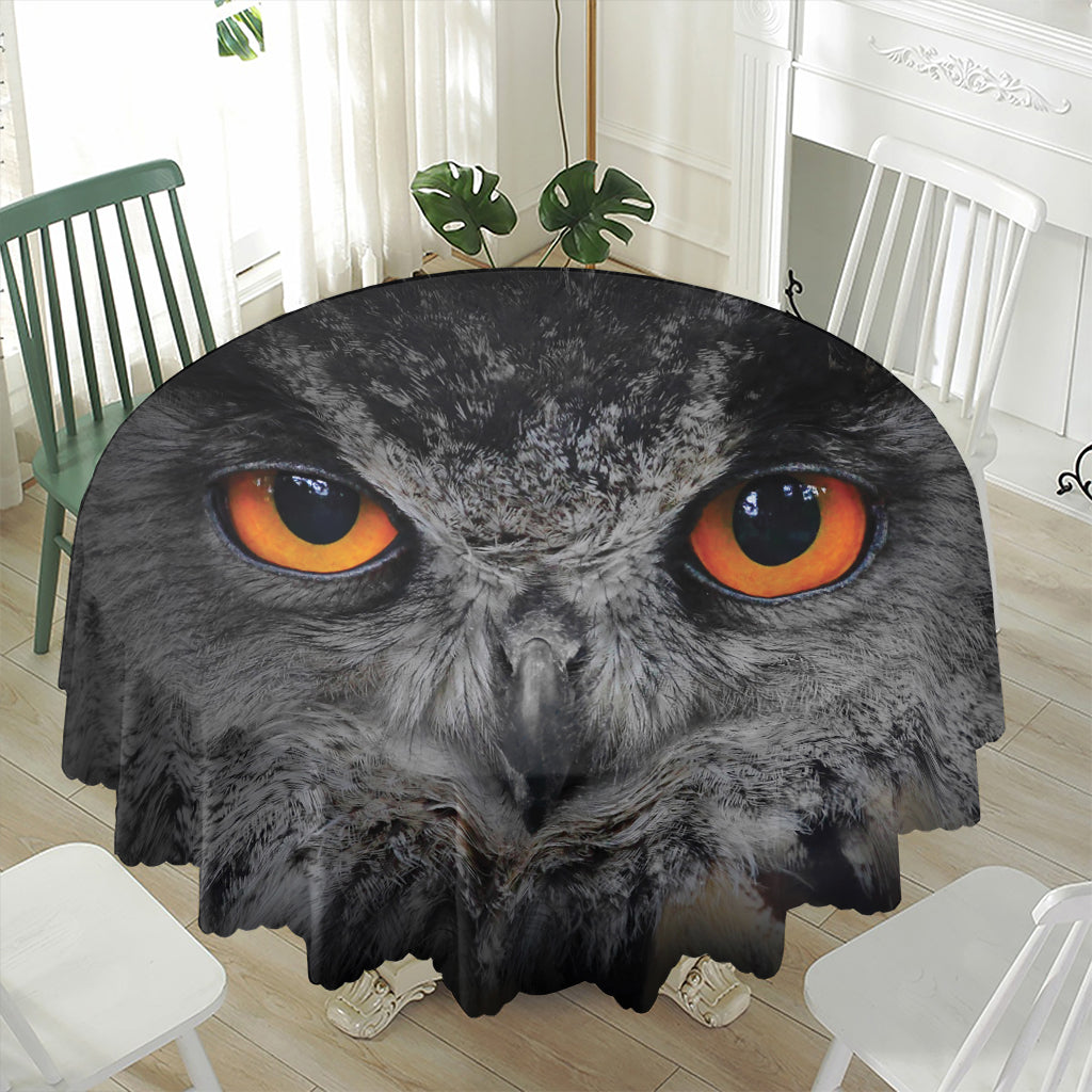 Owl Eyes Print Waterproof Round Tablecloth