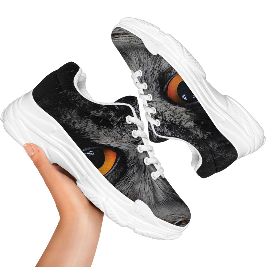 Owl Eyes Print White Chunky Shoes