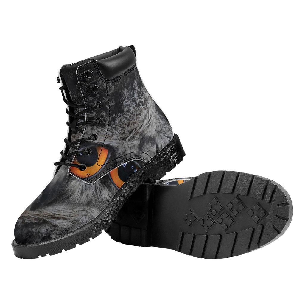 Owl Eyes Print Work Boots