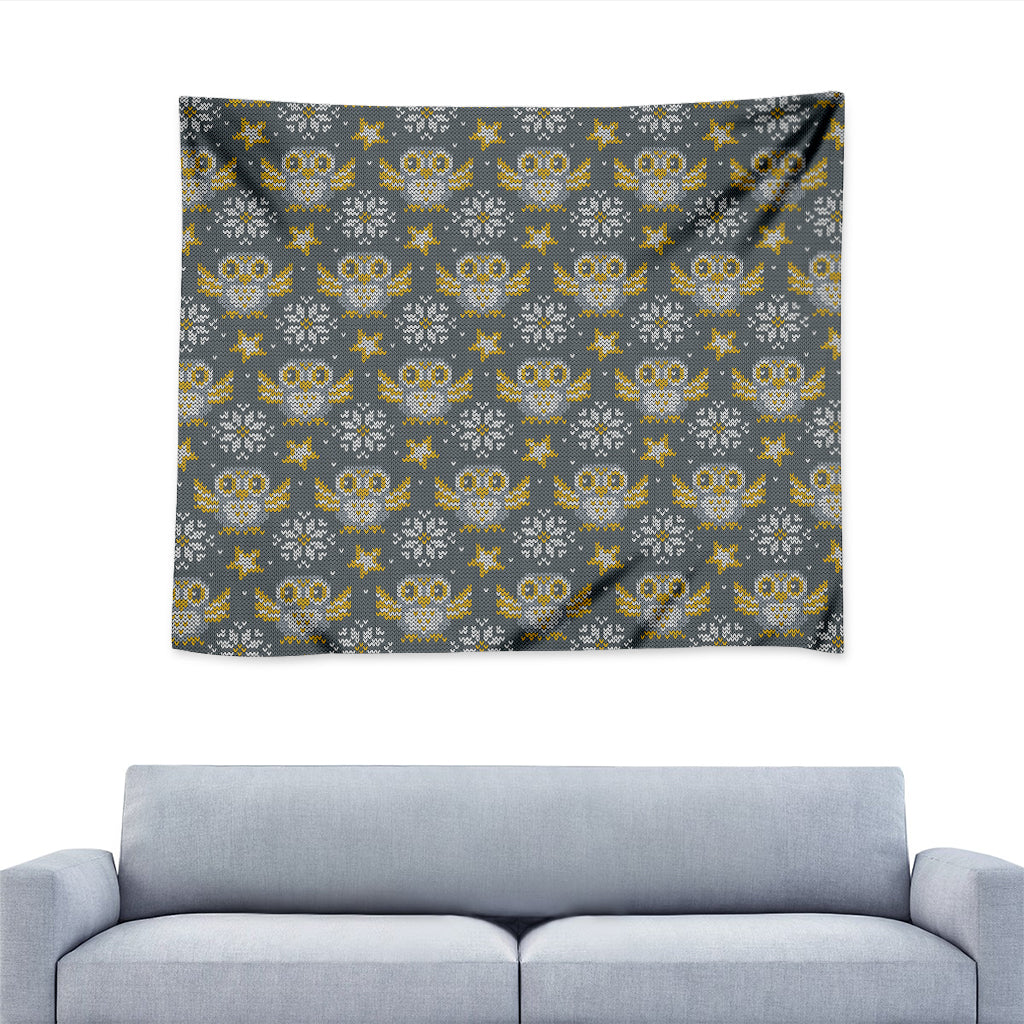 Owl Knitted Pattern Print Tapestry