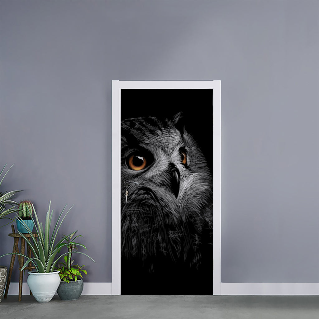 Owl Portrait Print Door Sticker