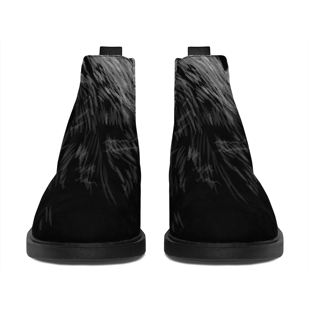 Owl Portrait Print Flat Ankle Boots