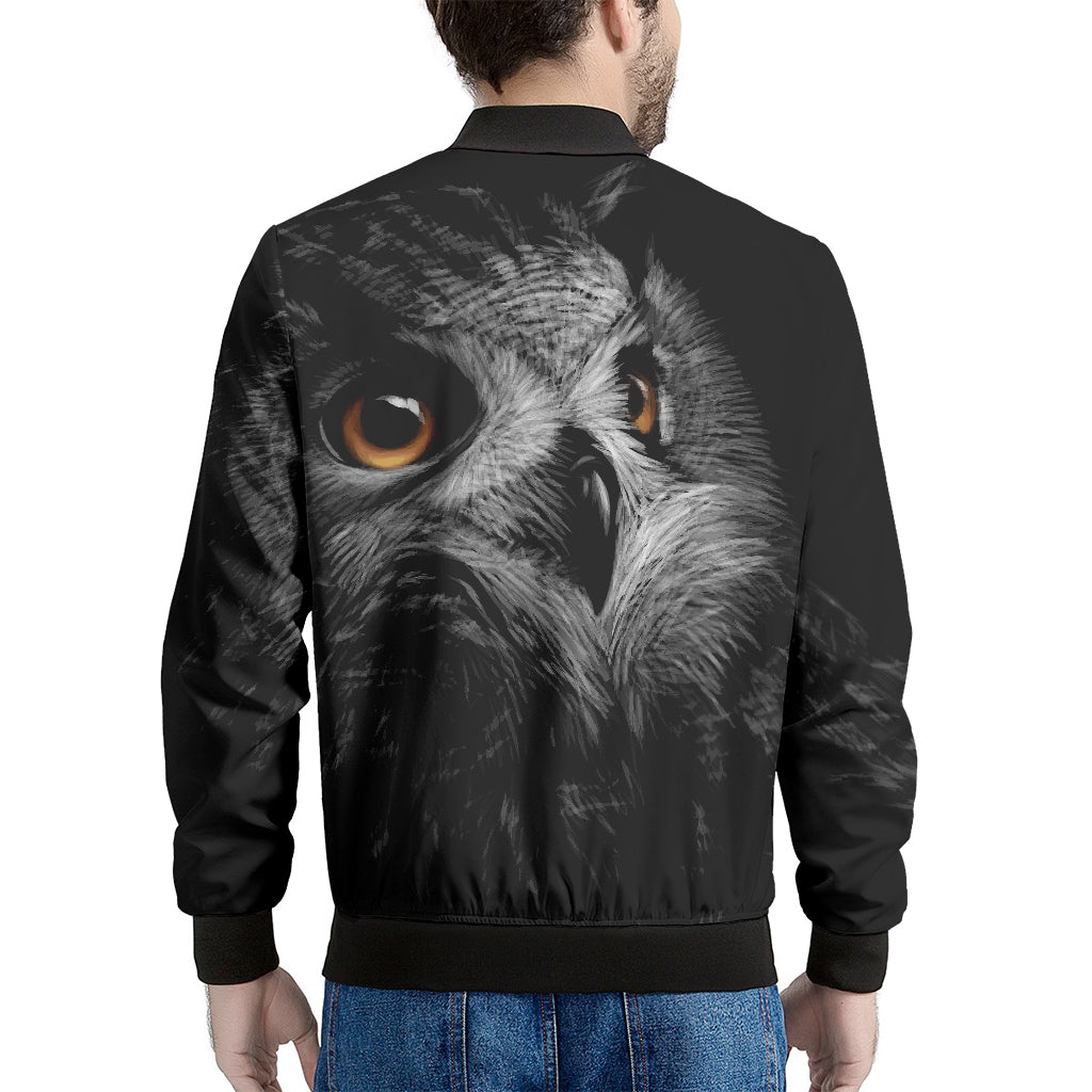 Owl Portrait Print Men's Bomber Jacket