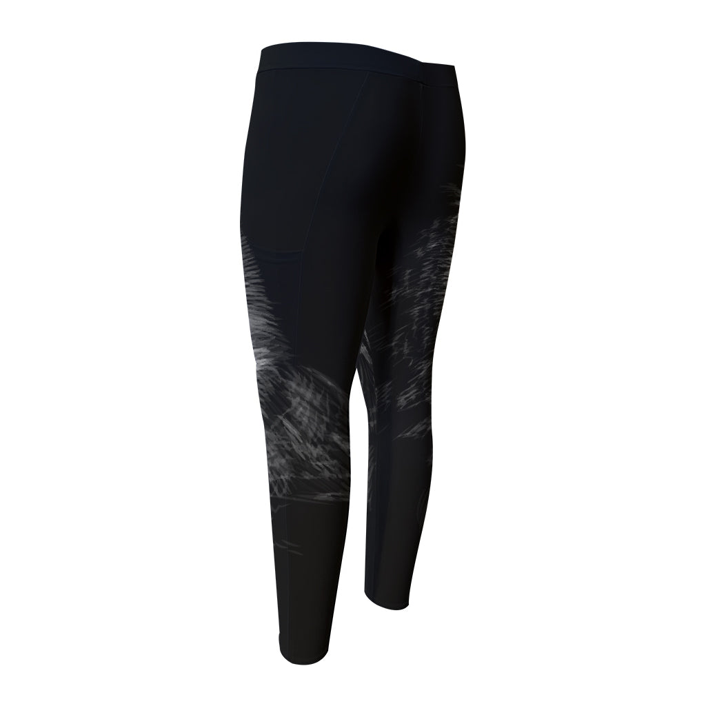 Owl Portrait Print Men's Compression Pants