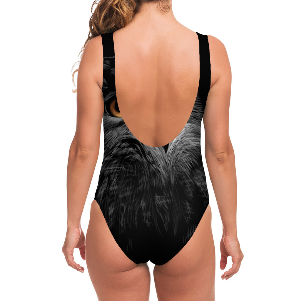 Owl Portrait Print One Piece Swimsuit
