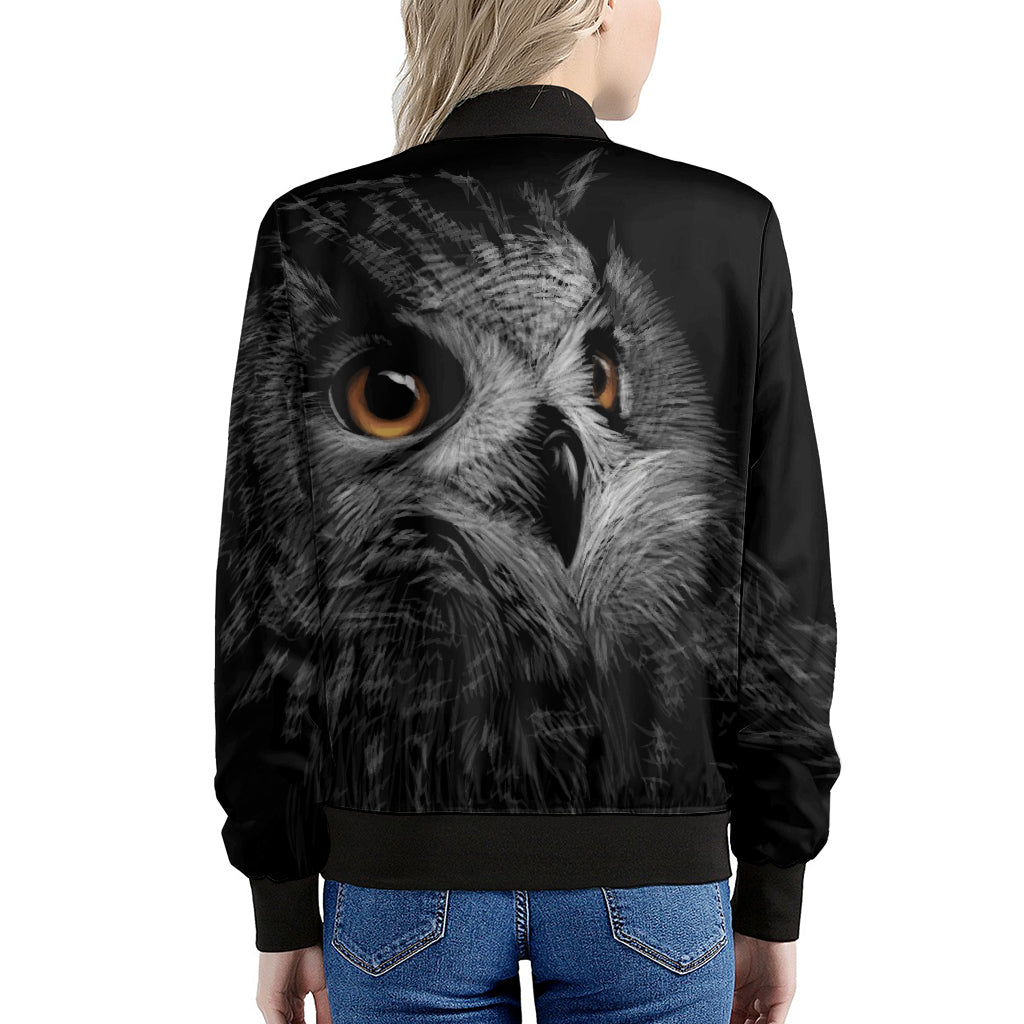 Owl Portrait Print Women's Bomber Jacket