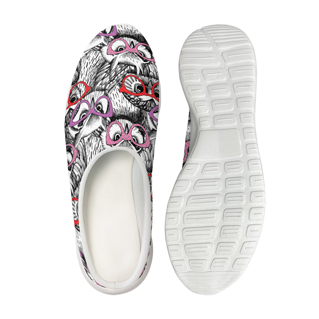 Owl With Glasses Pattern Print Mesh Casual Shoes