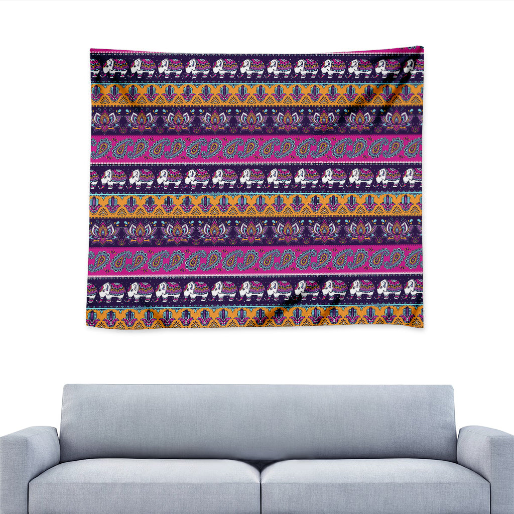 Paisley Elephant Hamsa Pattern Print Tapestry