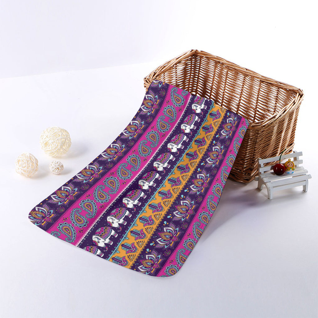 Paisley Elephant Hamsa Pattern Print Towel
