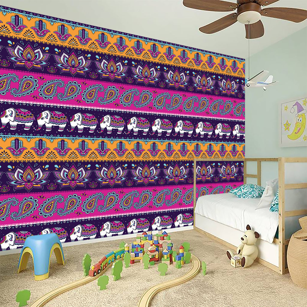 Paisley Elephant Hamsa Pattern Print Wall Sticker