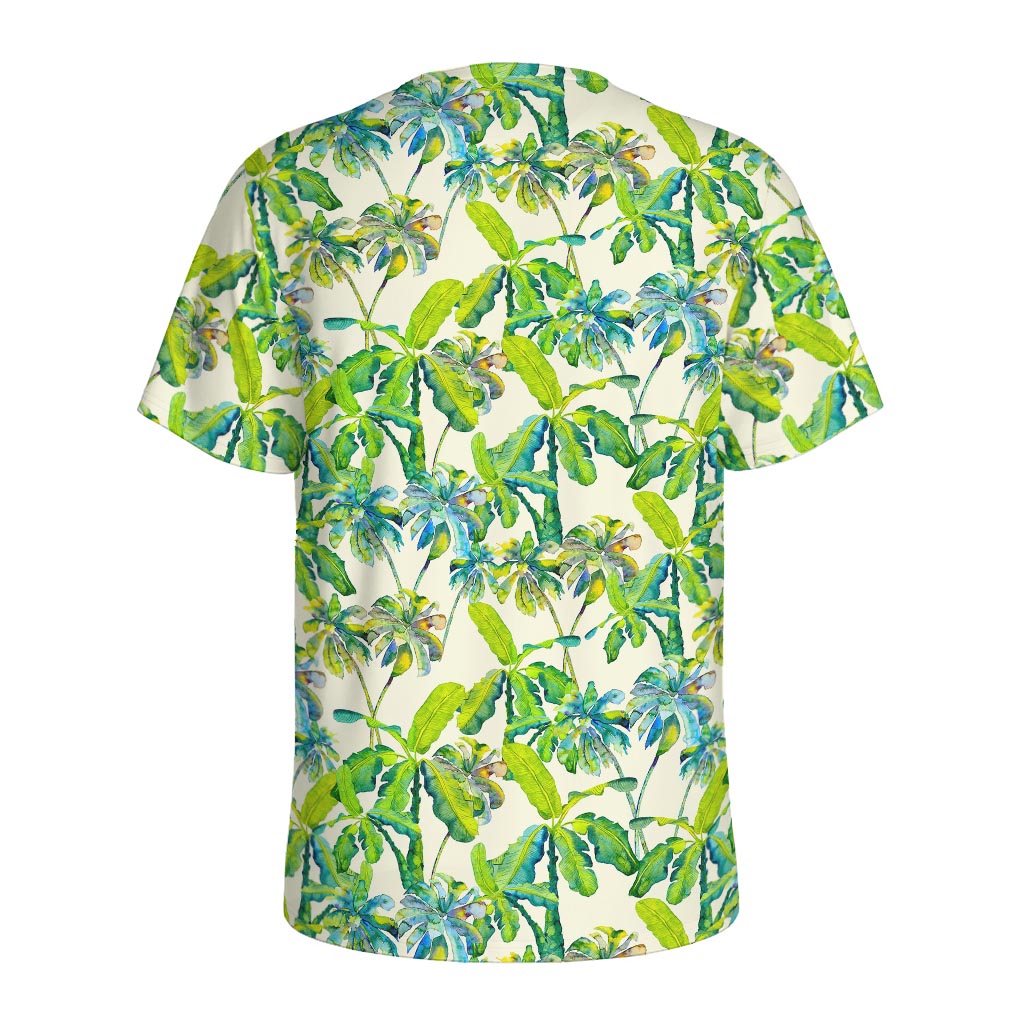 Palm Tree Banana Pattern Print Men's Sports T-Shirt