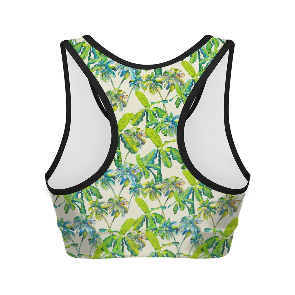 Palm Tree Banana Pattern Print Women's Sports Bra