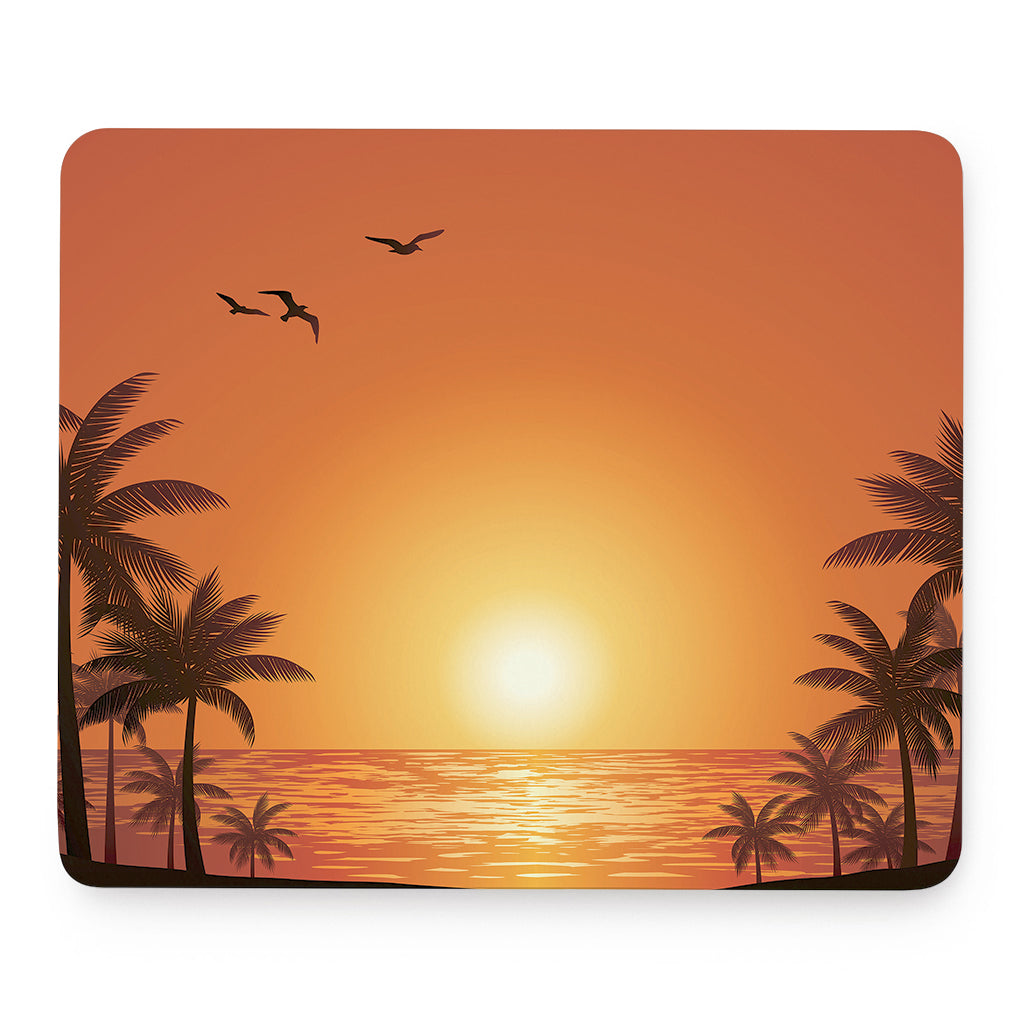 Palm Tree Beach Sunset Print Mouse Pad
