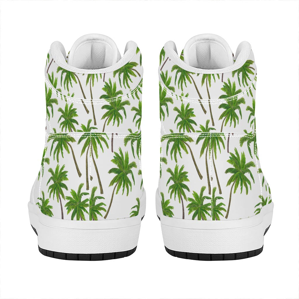 Palm Tree Pattern Print High Top Leather Sneakers