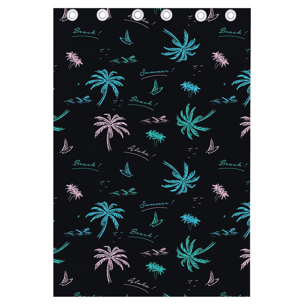 Palm Tree Summer Beach Pattern Print Curtain
