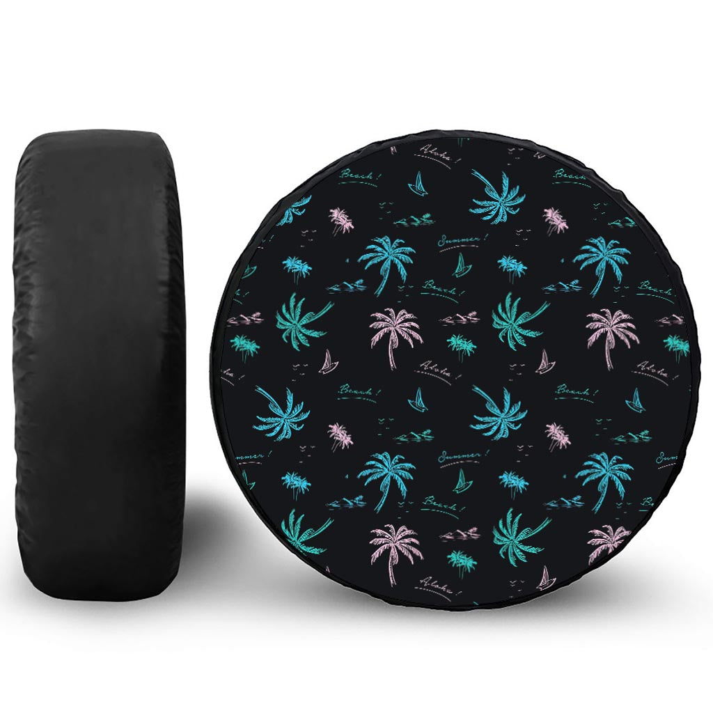 Palm Tree Summer Beach Pattern Print Tire Cover