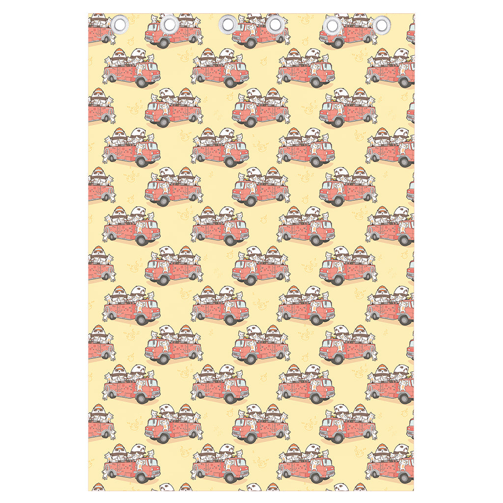 Panda Firefighter And Cat Pattern Print Curtain