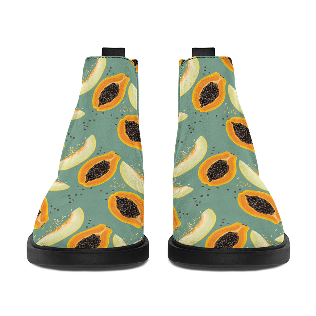 Papaya And Melon Pattern Print Flat Ankle Boots