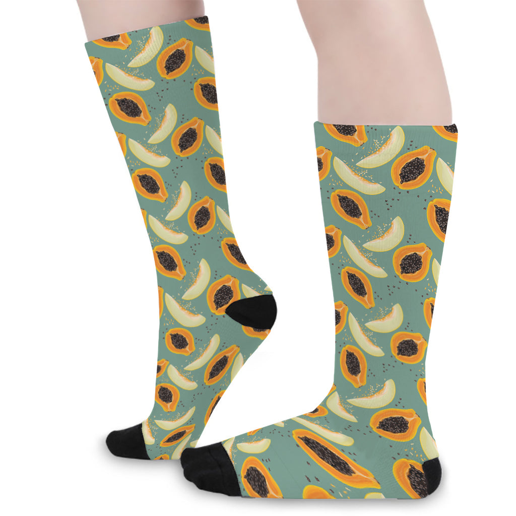 Papaya And Melon Pattern Print Long Socks