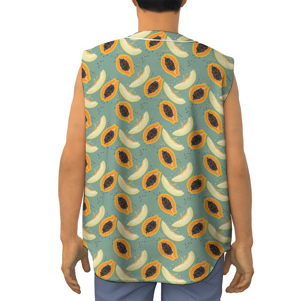 Papaya And Melon Pattern Print Sleeveless Baseball Jersey