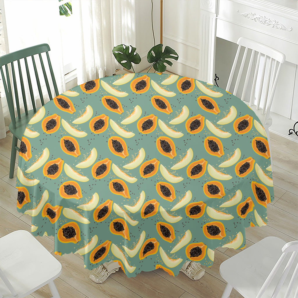 Papaya And Melon Pattern Print Waterproof Round Tablecloth