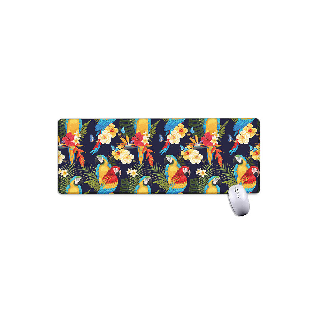Parrot And Flower Pattern Print Extended Mouse Pad