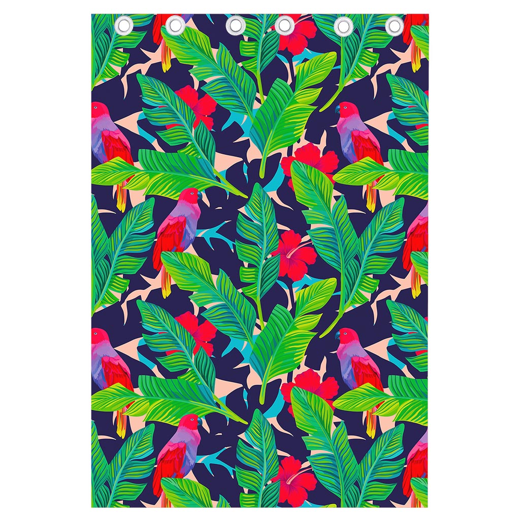 Parrot Banana Leaf Hawaii Pattern Print Curtain