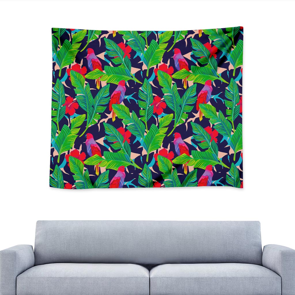 Parrot Banana Leaf Hawaii Pattern Print Tapestry