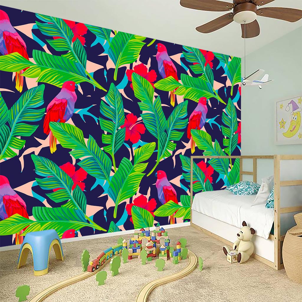 Parrot Banana Leaf Hawaii Pattern Print Wall Sticker
