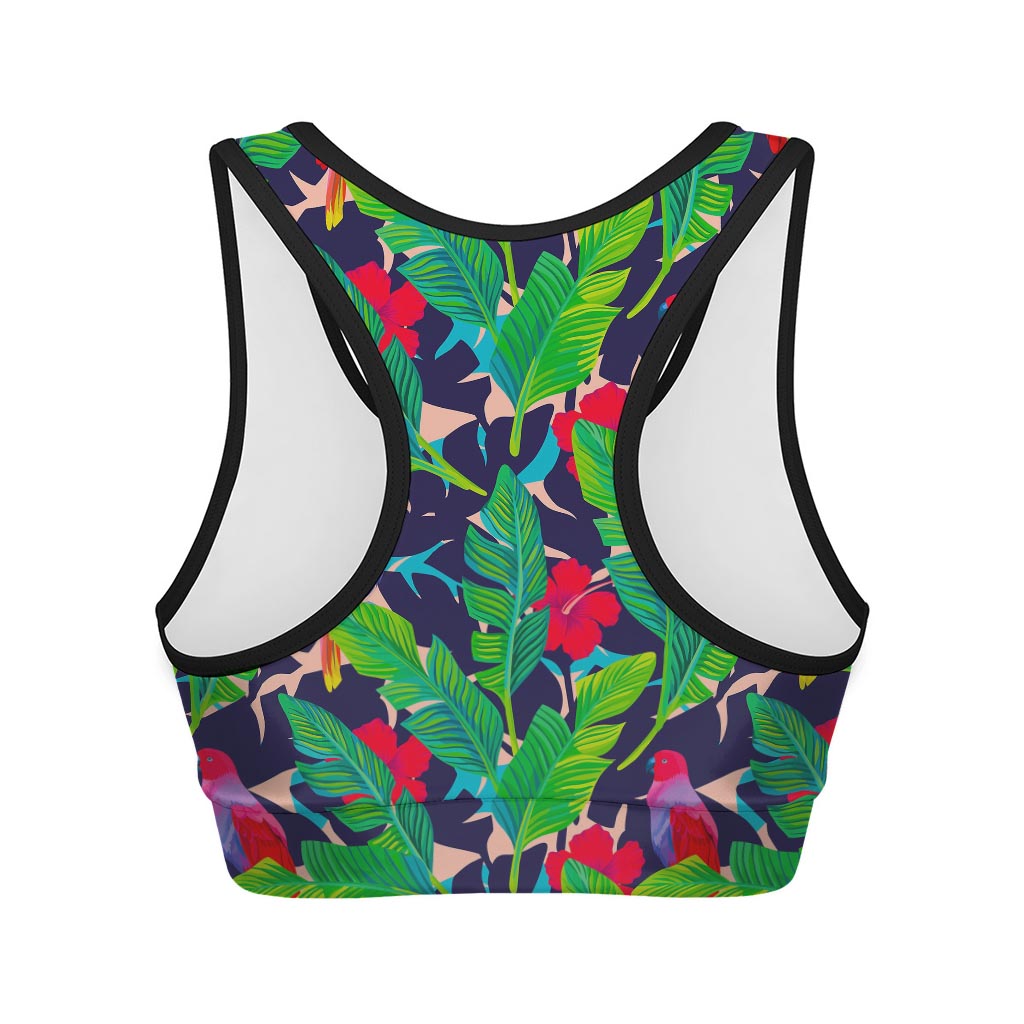 Parrot Banana Leaf Hawaii Pattern Print Women's Sports Bra