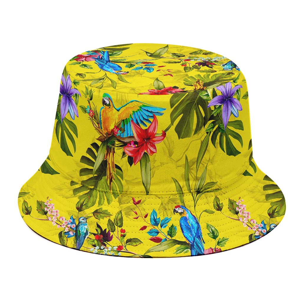 Parrot Tropical Pattern Print Bucket Hat